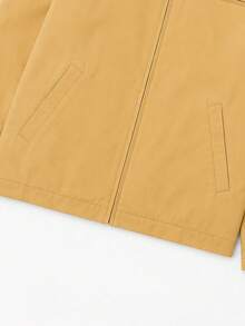 Men's Colorblock Corduroy Lapel Khaki Jacket, Thermal Lined, Suitable For Autumn Streetwear - Ginger - View 7