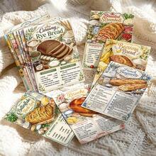 25pcs Vintage Bread Making Recipe Cards, Illustrated Bread Baking Guide Cards With Ingredients & Instructions, Kitchen Reference Cards, Gift For Home Bakers & Bread Lovers - Multicolor - View 1