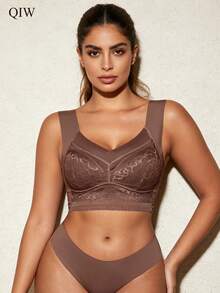 5pcs Women's Lace Patchwork Seamless Wire-Free Padded Bras - Multicolor - View 7