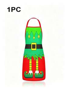 4Pcs Funny Elf Christmas Kitchen Aprons, Cartoon Elf Leg Print Adjustable Cooking Apron, Holiday Cosplay Party Aprons - Multicolor - View 9