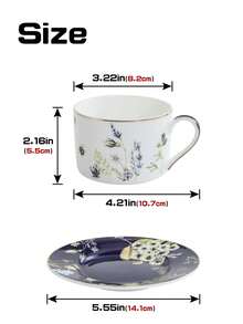 1pc Set Elegant Ceramic Coffee Cup And Saucer, High-End Sophisticated White And Blue Rose Design, Suitable For Clubs, Homes, Cafes, Gifts - Multicolor - View 4