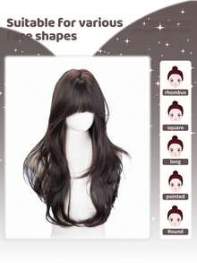 alicegarden 26-Inch Long Synthetic Wig Featuring A Natural Straight Style A Stunning Black. Designed With Bangs , This False Hairpiece Is Perfect For Ms Daily Party Cosplay Use, Offering A Natural And Natural Durable Wig Gift For Ladies., Halloween - Black - View 2