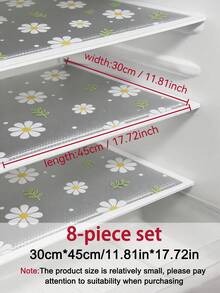 4/8入 小花印花迷你冰箱墊 小號 (30cm*45cm/11.81in*17.72in) 可水洗 防水 防油，適用於迷你冰箱層架、迷你冷凍庫玻璃層架、迷你櫥櫃抽屜等 - 花朵 - 查看 7
