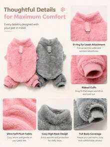 1pc Plush Fleece Pet Jumpsuit Four-Legged Clothing Dogs Clothes Autumn/Winter Windproof Warm Outfit Suitable For Puppy Small Dogs - Multicolor - View 4