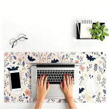 وسادة فأر بتصميم شبح هالوين لطيف وزهور، مقاس 35.4 * 15.7 بوصة، حصيرة مكتب ألعاب ممتدة مع خفافيش وزهور، قاعدة مطاطية مانعة للانزلاق، حواف مخيطة، وسادة فأر كبيرة للمكتب المنزلي - A - مشاهدة 5