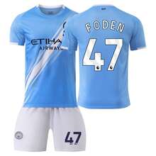 26 camisetas de fútbol azules del Manchester City para el hogar, número 9 Haaland, número 10 Grealish, número 11 De Bruyne, número 17 De Bruyne. - Amarillo - Ver 11