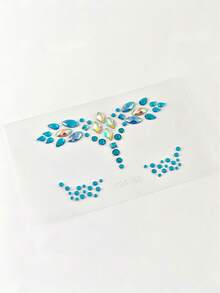 1pc Ocean Blue Iridescent Crystal Face Rhinestone Stickers, Self-Adhesive Rhinestone Face Stickers, Crystal Stickers, Suitable For Music Festival, EDM Party, Carnival, Halloween Makeup Decoration - Multicolor - View 7