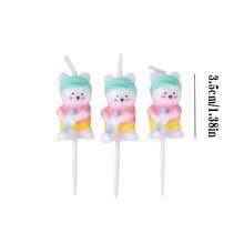 HIBIRTH 3pcs Creative Golf Bear Shaped Candles, Cartoon Pink & Blue Bear Cake Decor, Birthday Party Celebration Baking Toppers - View 4