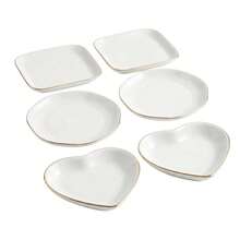 6 Pcs Ceramic Jewelry Tray, Decorative Trinket Dish For Jewelry Storage, Bridal Shower, Weddings, Birthdays Gifts (Assorted Sizes 4-4.6 Inch, White) - White - View 1