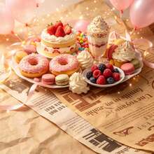 8m Silicone Baking, Roasting And Air Fryer Paper Roll, Creative Newspaper Print Design - Multicolor - View 4