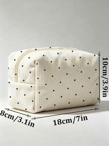 Campus Style Polka Dot Pencil Case/Stationery Storage Bag - Multi-Functional Large Capacity Design, Suitable For Storing Office Supplies, Creative Multi-Purpose Pencil Case Or Portable Travel Makeup Bag, Ideal For Students And Adults Daily Use. Stripe Direction And Polka Dot Density Random - Multicolor - View 12