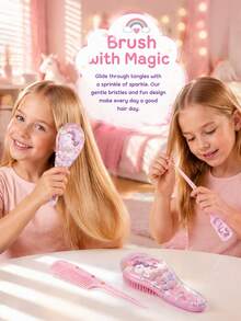 1pc Cute Unicorn Detangling Hair Brush, Grooming Comb - Multicolor - View 4