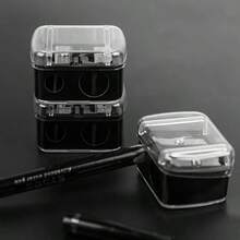 1pc Dual-Hole Precision Pencil Sharpener, Also Suitable For Eyebrow Pencil, Lip Liner, Eyeliner And Other Pencils, Perfect As A Gift Or Essential School Supply - Black - View 4