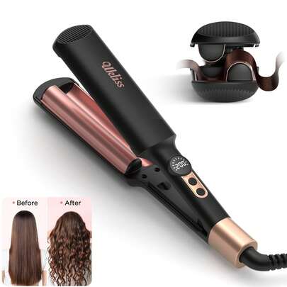 UKLISS Ionic Crimping Plate And Wavy Styler, Dual Barrel Curling Iron, 200 Million Negative Ions, 5-Minute Fast Curling, Essential Hair Styling Tool For Travel And Back To School Season