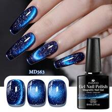 MSRUIOO 8ml Blue Reflective Glitter Magnetic Cat Eye Gel Nail Polish, Soak-Off, UV/LED Nail Lacquer, Sparkling Blue Glitter Effect, Suitable For Party And Daily Manicure, Salon And Home Use - Multicolor - View 7