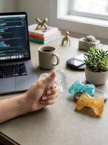 POKOJA LAND 1/4pc Gummy Game Controller Stress Ball, Stress Relief Toy, Marshmallow Filled Squeeze Toy, Stress Relieving Game Controller,Slow Rebound Squeeze Stress Ball, Random Style And Color - Maltose - View 3