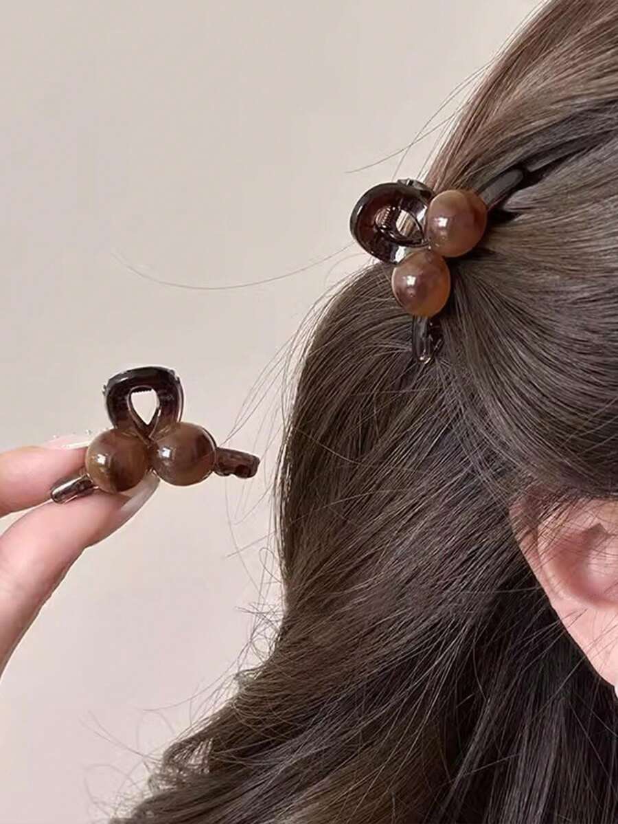 2 buah Jepit Rambut Mini Manik-Manik Motif Tempurung Kura-kura, Jepit Rambut Kecil Anti Selip, Aksesori Rambut Wanita yang Elegan