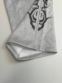 Lurzo Celana Panjang Lurus Longgar Gaya Streetwear Y2K untuk Anak Laki-Laki, Motif Totem Vintage + Desain Saku, Celana Panjang Lurus Gaya Jalanan yang Dipersonalisasi - Grey - View 6