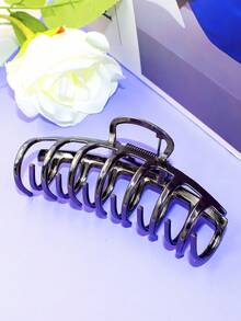 1pc Large Black Metal Non-Slip Strong Hair Clip, Suitable For Thick Hair Women Daily Hair Accessory - Black - View 2