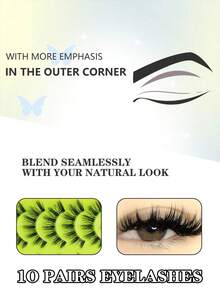 10 Pairs Of Natural False Eyelashes - Transparent Eyelash Base, Cat Eye Style, Perfect For Beginners To Create Perfect Eye Makeup, Suitable For Daily Wear, Holiday Parties, Friend Gatherings, Eyelashes, False Eyelashes - Black - View 7