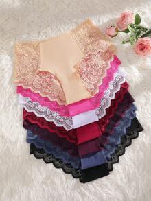 FINETOO 7 buah Celana Dalam Segitiga Wanita Model Bodycon Pinggang Sedang Motif Bunga Renda, Pakaian Dalam Seksi Romantis, Kain Ringan dan Nyaman, Cocok untuk Musim Semi dan Musim Panas - MultiWarna - View 5