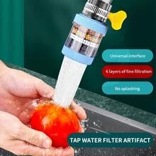 Filtro de grifo, purificador de agua universal anti-salpicaduras, adecuado para grifo de fregadero de cocina, aireador de grifo doméstico, desmontable y lavable, filtra impurezas en el agua, adecuado para Europa y América, viene con adaptador, nuevo producto de verano. - azul - Ver 4