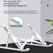 Desktop Laptop Stand, Adjustable Foldable Portable Laptop Stand, ABS + Silicone Ventilated Cooling Laptop Stand Suitable For 10-17.3 Inch Laptops And Tablets (Black, White) Laptop Stand Foldable Portable Height Adjustable Heat Dissipation Bracket Desktop Vertical Computer Stand - View 4