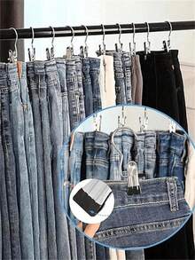 1/10/30pcs Multi-Function Stainless Steel Clothes Hangers, Heavy Duty Coat Hooks, Non-Slip Pants Skirt Drying Clips, Bedroom Closet Dorm Laundry Room Space-Saving Storage Organizer - Multicolor - View 8