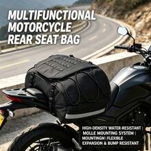 Tas Belakang Motor Tahan Air Bahan Oxford Kapasitas Tinggi dengan Sistem Lepas Cepat, Dilengkapi Strip Reflektif, Banyak Kantong, Lapisan Dalam yang Dapat Dilepas & Penyimpanan Eksternal, Desain Lepas Cepat untuk Berbagai Kendaraan, Universal untuk Skuter. - Hitam - View 3