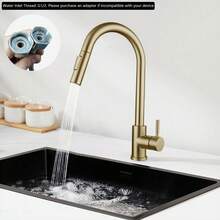 YUNRUX 304 Stainless Steel Kitchen Faucet, 2-Mode Kitchen Faucet, 360° Swivel Kitchen Faucet - 金色 - 查看 8