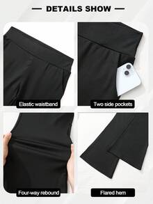 High Waisted Flare Leggings For Women Butt LiftingYoga Pants For Women Soft Bell Bottom Tummy Control Tights - Black - View 7