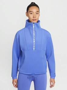 Nike Women's AS W NP FLC CROP HZ GCEL Knit Sweatshirt IQ3947-570 - Blue - View 1