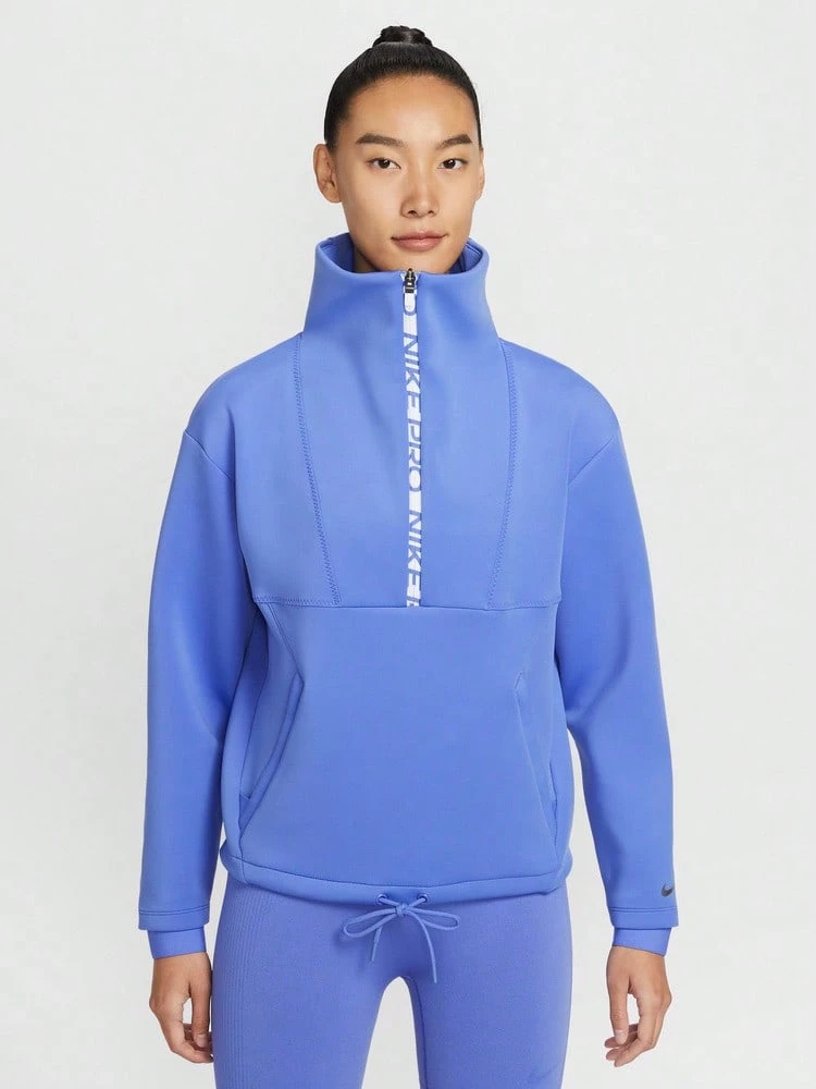 Nike Women's AS W NP FLC CROP HZ GCEL Knit Sweatshirt IQ3947-570 - Blue - View 1