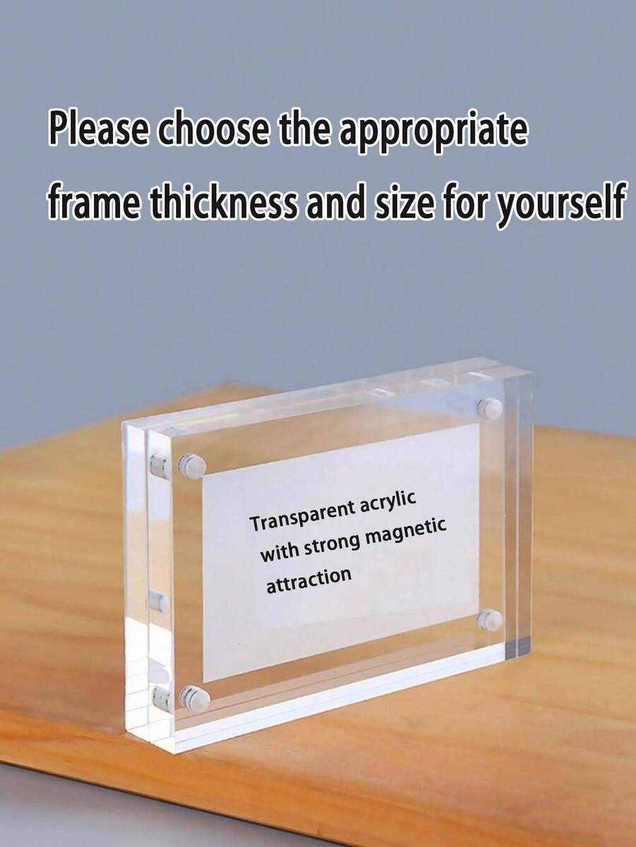 1pc/2pcs Transparent Thick Acrylic Photo Frame, Modern Desktop Photo Frame, Suitable For Home And Office Decoration. Suitable For Photos, Flowers And Landscape Paintings Acrylic Table Card Transparent Price Sign Acrylic Photo Frame Desktop Painting Decoration Frame. - Transparent - View 1