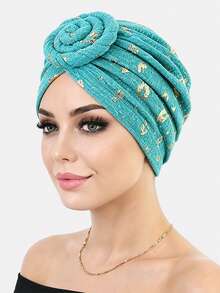1pc Women's Thick Pleated Square Headscarf Hat, Headwrap, Arabic Hat, Suitable For Daily Use - Claret - View 30