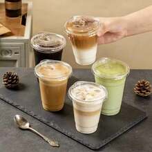 400/500ml Set Transparent Cups With Lids, Straight Lid Iced Drink Cups, Reusable Smoothie Cups, Suitable For Cold Drinks, Juices And Milkshakes - Halloween/Christmas/Birthday Party Essentials - Transparent - View 10
