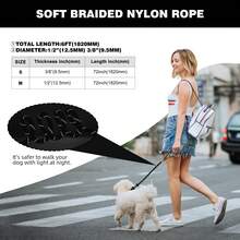 Lynxking Dog Leash Reflective, Heavy Duty Comfortable Strong Rope Leash For Large Medium Small Dogs No Pull Pet Training - Black - View 2