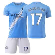 26 camisetas de fútbol azules del Manchester City para el hogar, número 9 Haaland, número 10 Grealish, número 11 De Bruyne, número 17 De Bruyne. - Amarillo - Ver 9