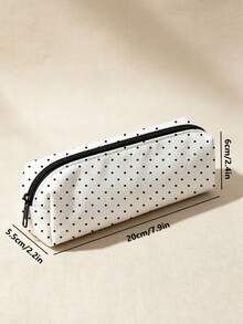 Campus Style Polka Dot Pencil Case/Stationery Storage Bag - Multi-Functional Large Capacity Design, Suitable For Storing Office Supplies, Creative Multi-Purpose Pen Holder Or Portable Travel Makeup Bag, Ideal For Students, Teachers, Back To School Season, Learning Supplies, Teacher's Day Gift, School Essentials, Back To School Must-Haves, Suitable For Office And Home Settings. (Pattern Printing Random, Please Refer To The Actual Product) - Multicolor - View 6