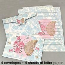 1 Set Of 8 Pcs (4 Envelopes + 4 Letter Papers) Vintage Gorgeous Envelope & Letter Paper Set, Suitable For Christmas, Halloween, Valentine's Day, Illustrated Rose Greeting Cards, Creative Romantic Gift, High-End Handwritten Letter Set (Random Color) - Multicolor - View 13