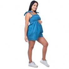 Maternity Denim Overalls & Jumpsuits - Dusty Blue - View 4