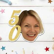 UNICCUT Custom Birthday Photo With Gold Age Number Sticker Personalized Face Photo Label Sticker Birthday Party Decoration Gift Card, Gift Decoration Label - Multicolor - View 18