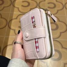 Women's Snap Button Zipper Wallet With Multiple Card Slots - Multicolor - View 5