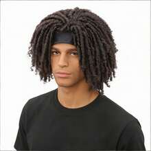 Headband Wig For Men 6Inch Short Afro Style Men's Synthetic Dreadlock Wig With Headband 100% Heat Resistant Fiber Daily Use Hairpiece - Multicolor - View 14