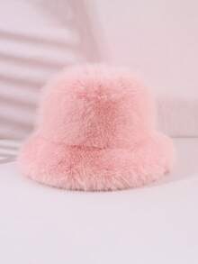 1pc Y2K Style Autumn/Winter Faux Fur Bucket Hat, Fluffy Wide Brim Street Fashion Warm Ear Protection Hat, Suitable For Halloween Party - Plush Bucket Hat - View 15