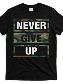 Camiseta con ilustraciones y frases inspiradas en Bahaa'S-Don'T-Give-Up_Bdg1617735_En_Negro_Imagen_de_Producto Mismo Estilo para Hombres y Mujeres Camiseta Estampada de Manga Corta Verano 20 - Negro - Ver 4