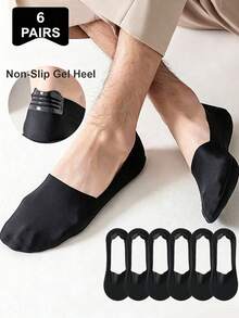 1/3/6/12 Pairs Men's Solid Color Breathable Soft Nylon Low-Cut Invisible Socks With Anti-Slip Gel Heel, Suitable For Sports Or Daily Wear - Multicolor - View 13