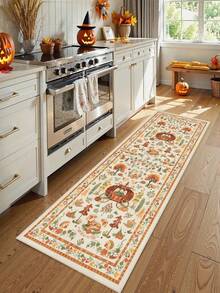 1 Pieza Alfombra Pasillo Otoño Halloween Calabaza Amarilla para Pasillos Interiores, Alfombra Pasillo Cocina Antideslizante Lavable a Máquina Alfombra Entrada Pasillo Alfombra Ultra Suave para Pasillo Cocina Lado de la Cama Entrada - Amarillo Mostaza - Ver 1