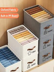 Modern Oxford Fabric Storage Box With Upgraded Leather Handle, Rectangular, Multipurpose, Clothes Organizer For Home - Perfect For Seasonal Wardrobe Organization, Under-Bed Storage For Winter/Spring Storage, Under-Bed Storage - Multicolor - View 5