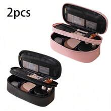 1 buah Tas Kosmetik Multifungsi, Tas Penyimpanan Dua Lapis PU, Tas Kosmetik Ritsleting Kapasitas Besar Kasual Modis, Pengatur Alat Tulis Perjalanan, Kantong Kosmetik Penting untuk Liburan - Beraneka warna - View 18